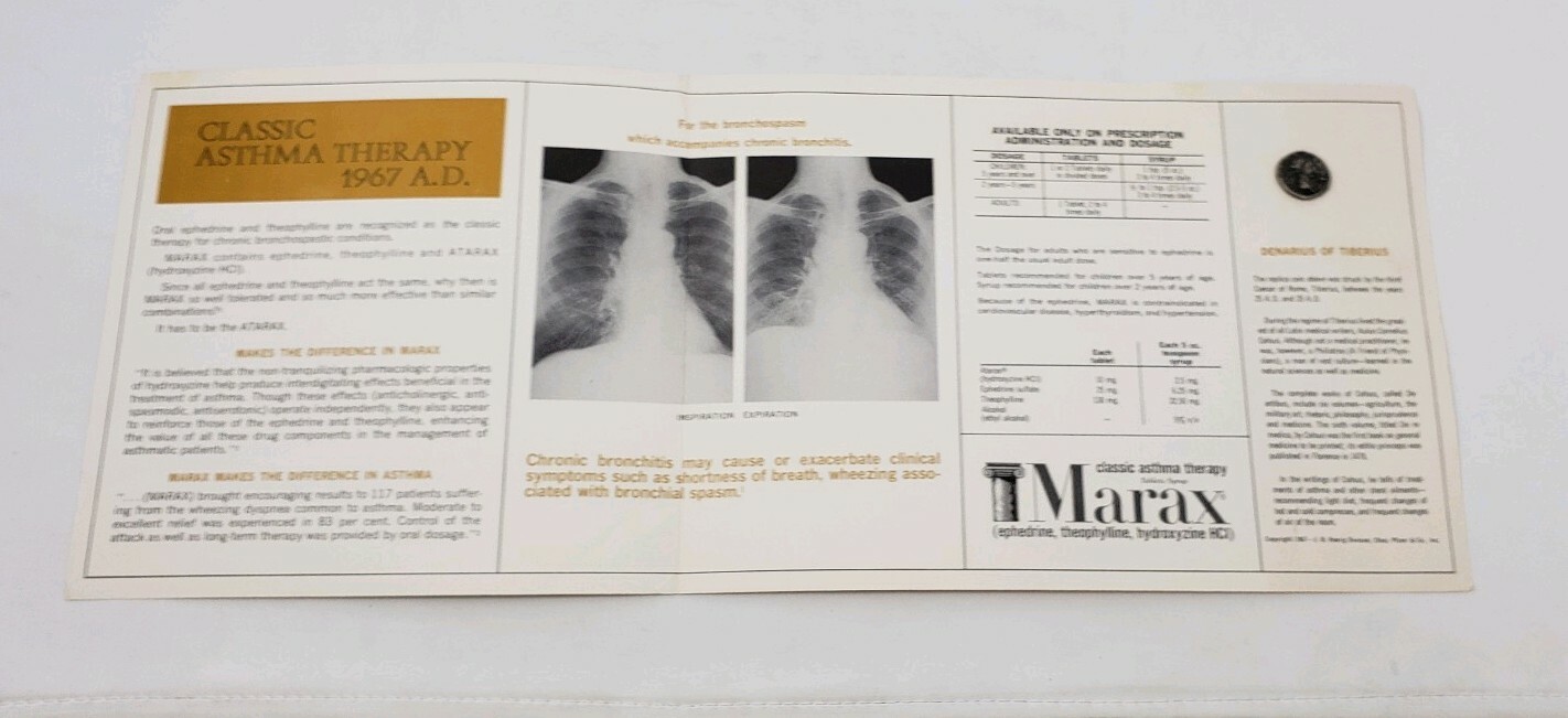 1967 Pharmaceutical Advertising – Coins of Medicine – Marax – Pfizer – Lot of 3