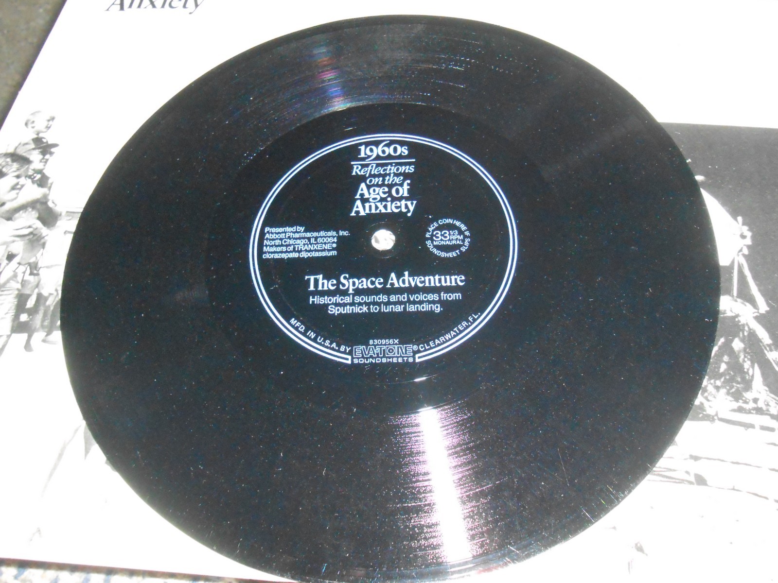 1983 Abbott Labs Tranxene Folder Record 1960s Sounds Voices Sputnik Apollo 11