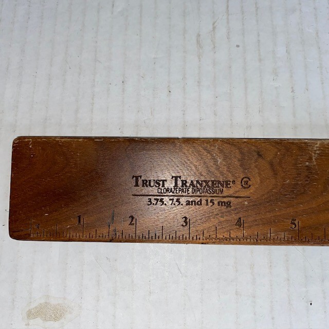 Vintage Tranxene Pharma Collectible Ruler Drug Rep Promo Wooden Personalized
