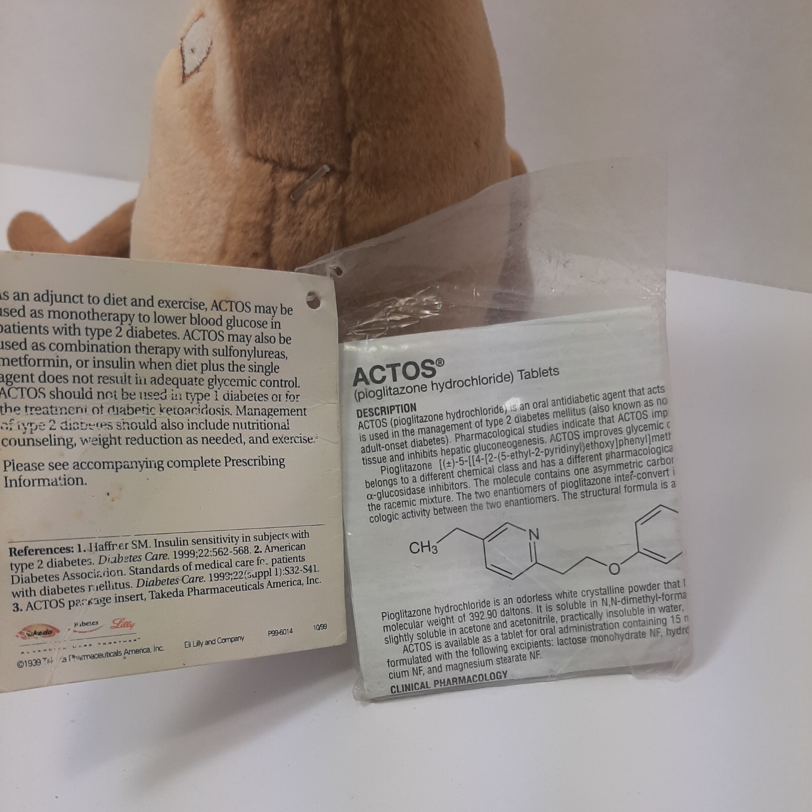 LIVER ACTOS PIOGLITAZONE 7″ Plush beanie Medical advertising Rep Diabetes
