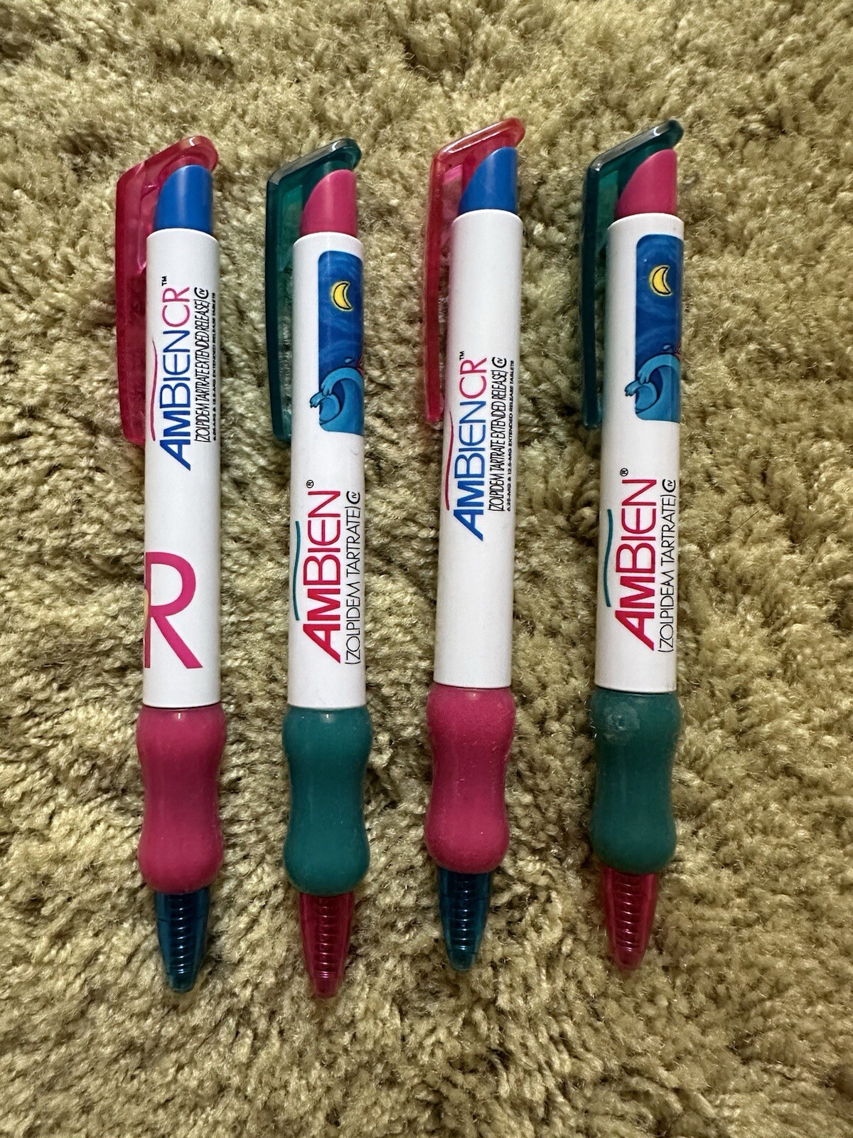 Lot of 4 Ambien Drug Rep Pharmaceutical Promo Advertising Pens Wide Body