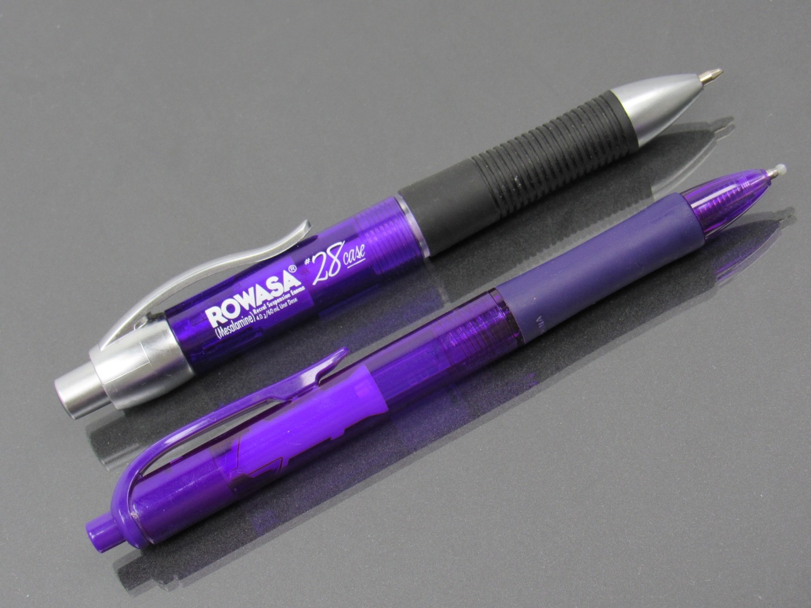 Lot of 2 Purple Rowasa PENS Drug Rep Pharmaceutical Promo Medical Advertising