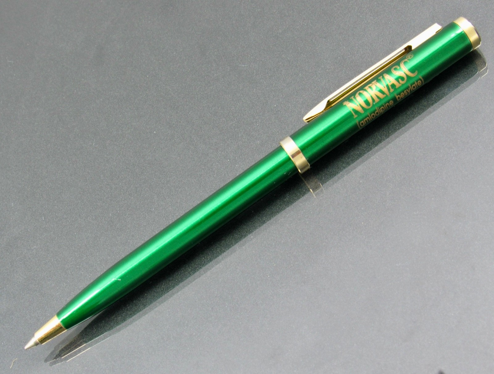 Metallic Green Norvasc PEN Pfizer Clip Drug Rep Pharmaceutical Promo Advertising