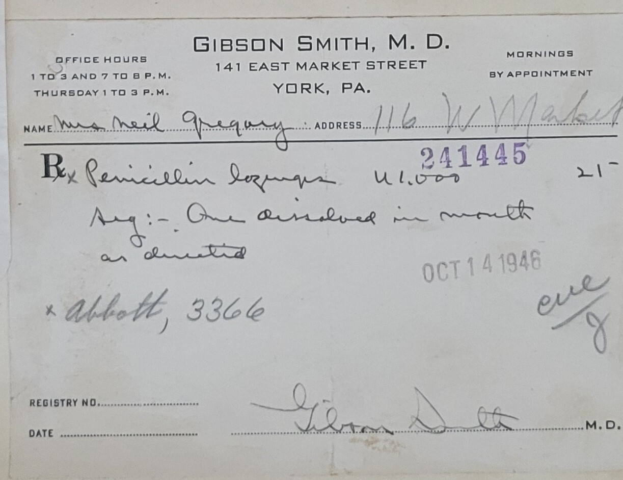 1946 2-sided Pharmacy Ledger Page – 20 vintage prescriptions – Sulfedex