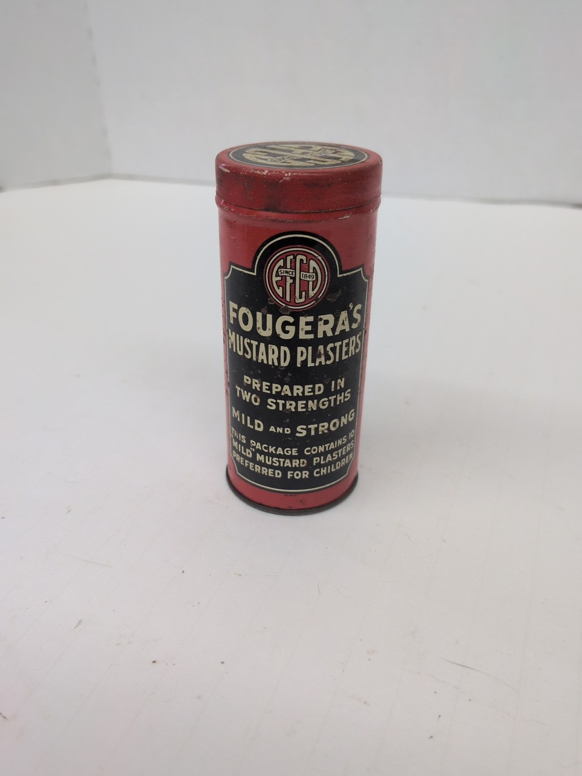 Vintage 1927 Fougeras Mild Mustard Plaster Tin France Medical Advertising