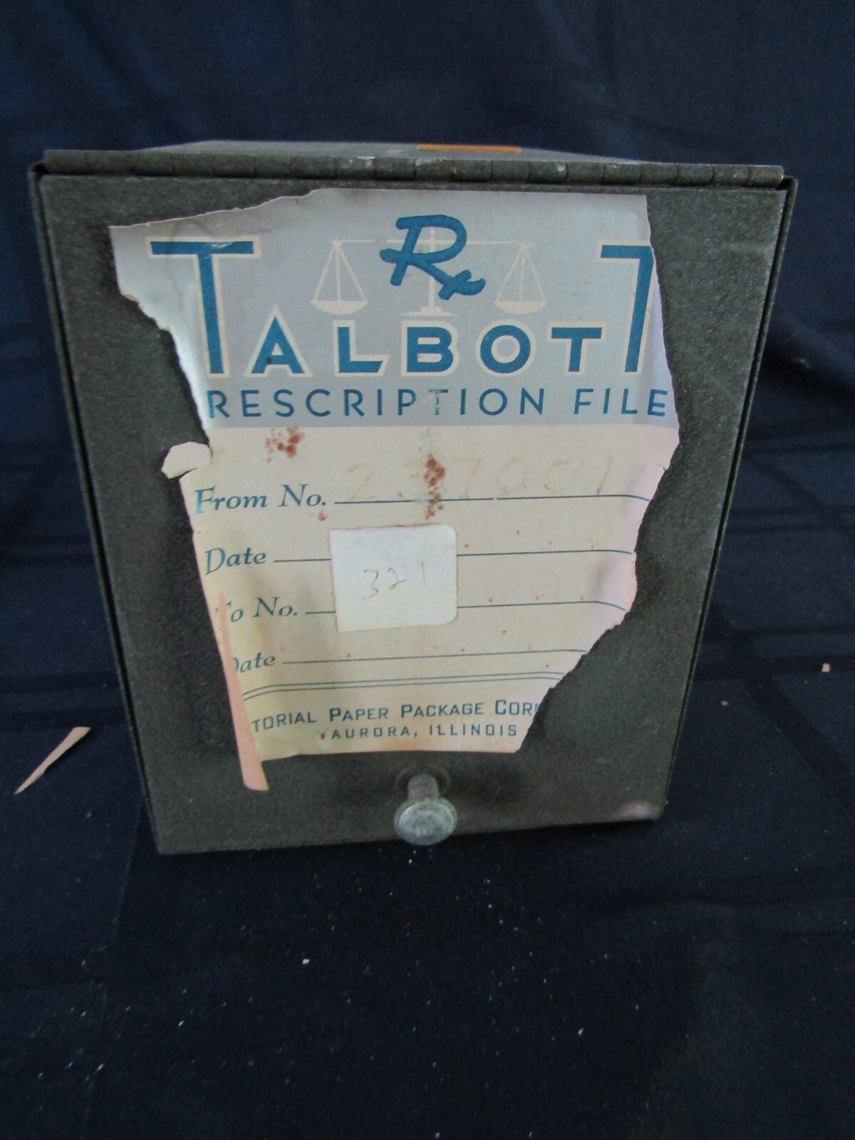 Vintage Talbot Prescription File- Metal Box- Montgomery PA- Miller’s Pharmacy #2