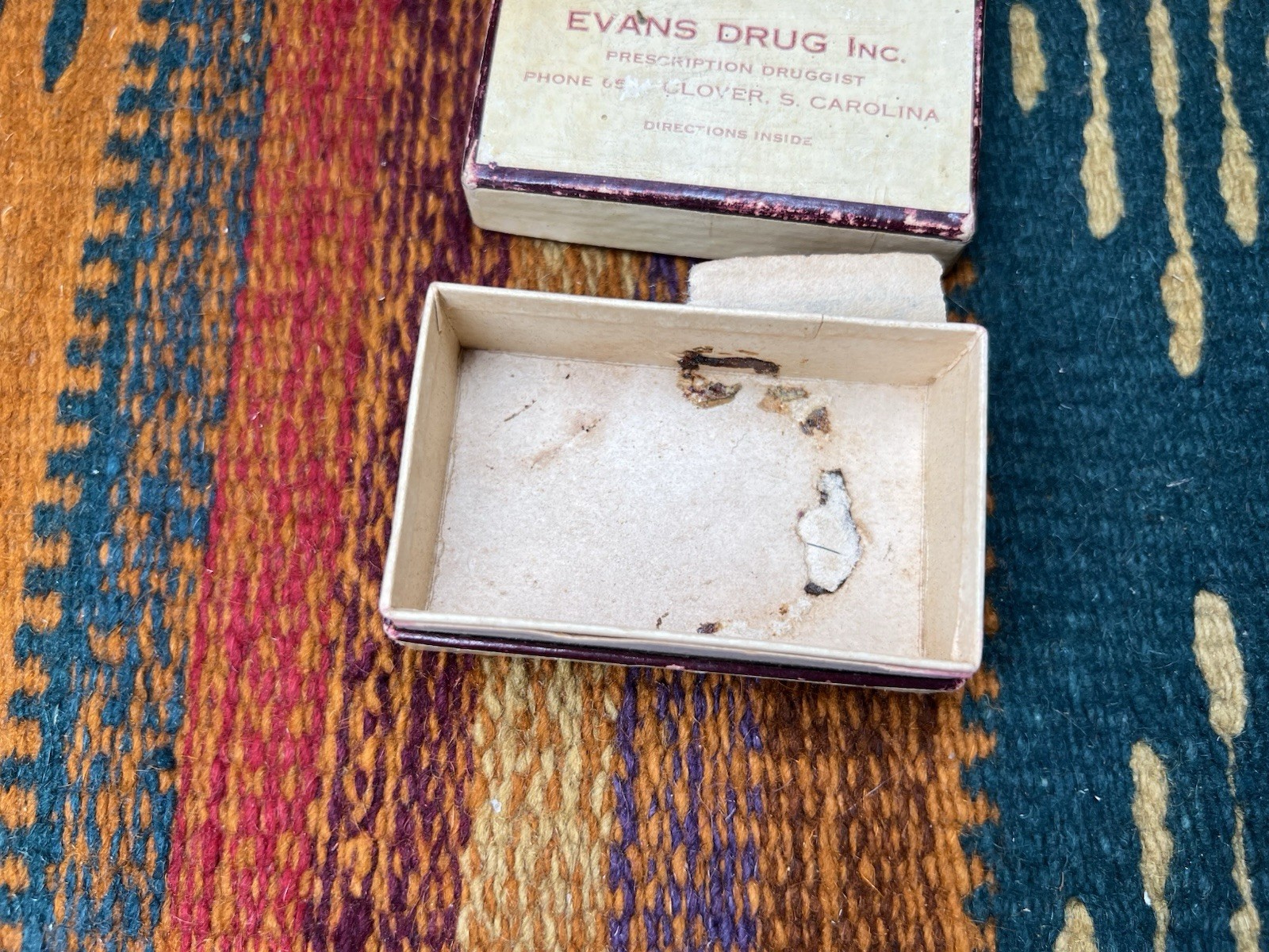 Vintage Clover South Carolina Evan’s Drug Inc. Pharmacy Pill Medicine Box