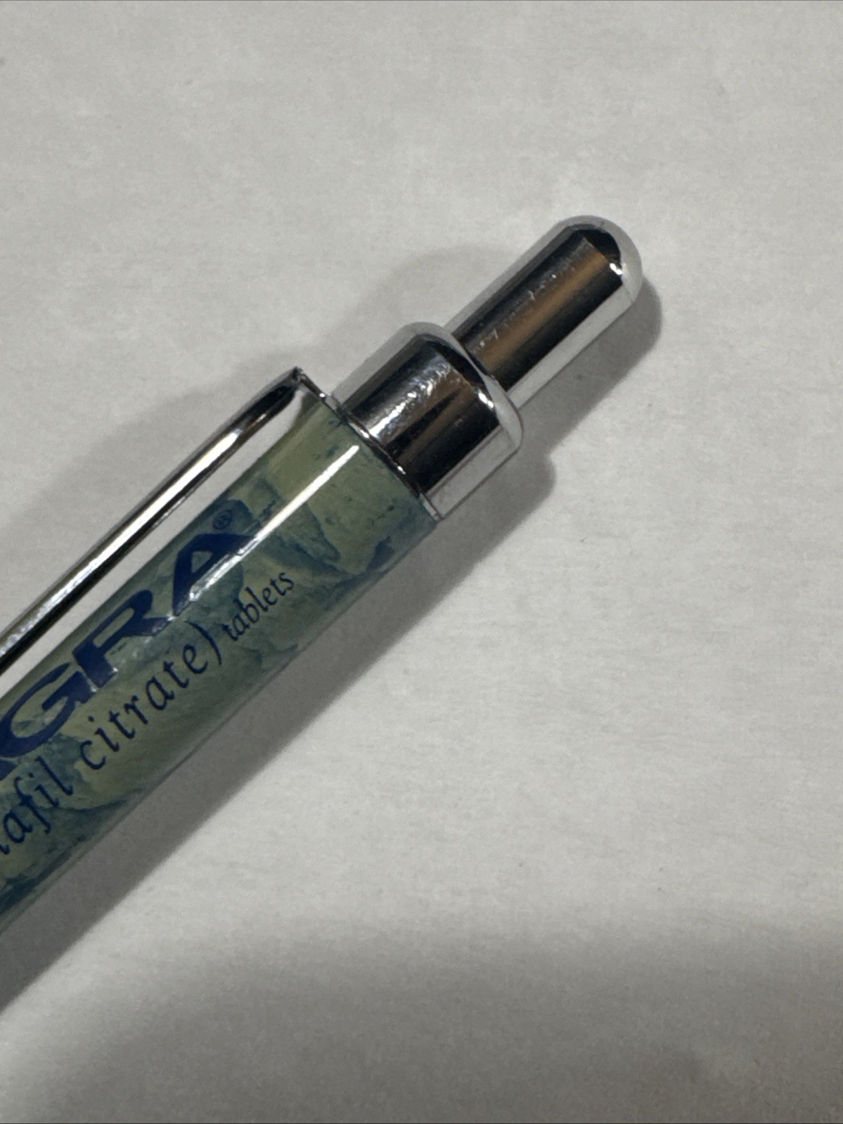 Viagra Ink Pen Drug Pharmaceutical Rep Advertising Metal BLue Green Marble WORKS