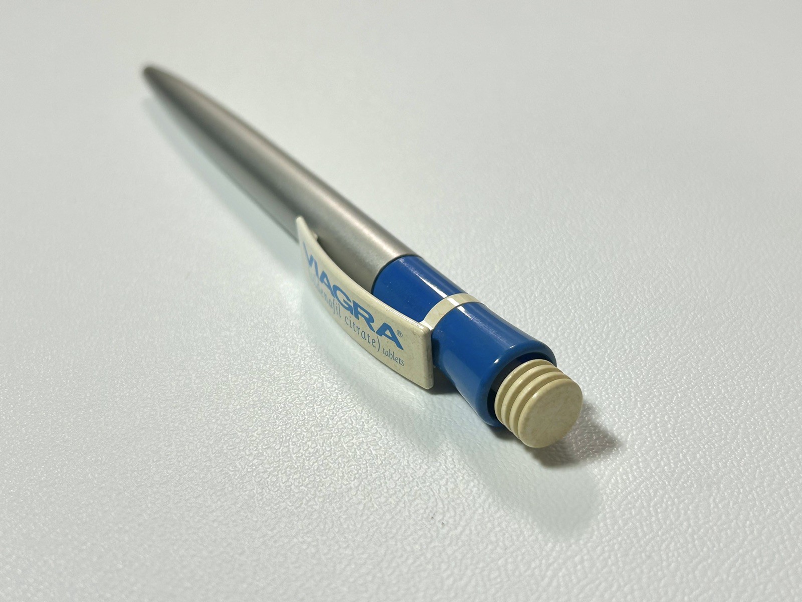 2 Vintage Viagra Pens Pfizer Drug Promotional Blue Gray Pharmaceutical