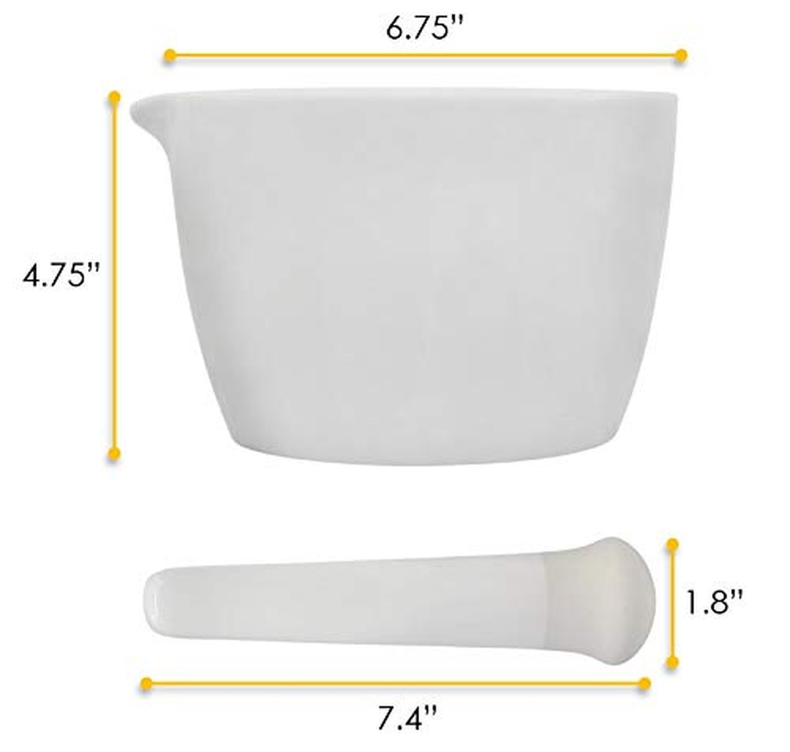 EISCO Porcelain Mortar & Pestle Set, 25oz (750ml) – Heavy Duty – Unglazed Gri…