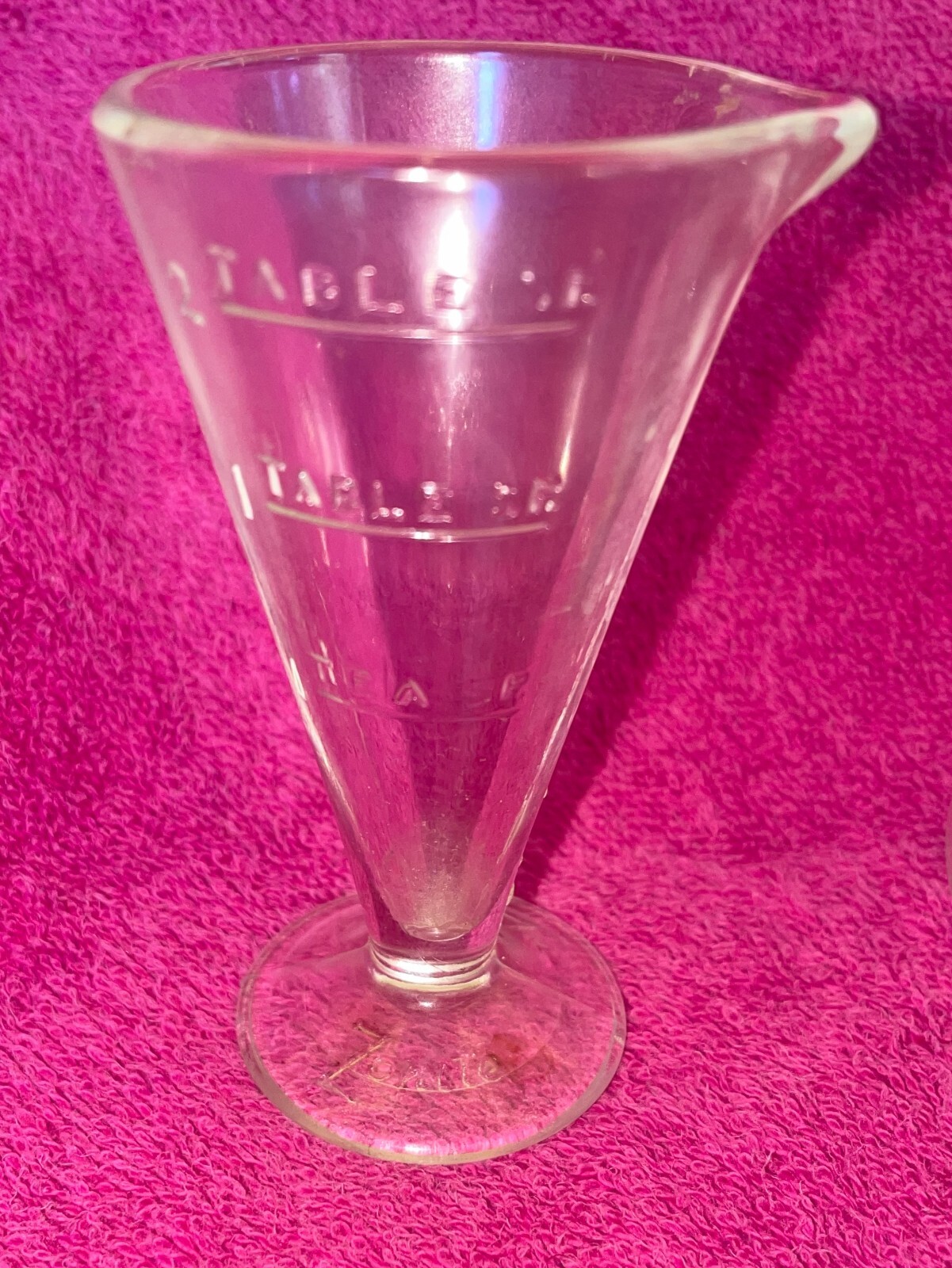 3 Vintage Beakers Zonite Glass 2 Tbsp Apothecary Measuring Beaker w/Spout Plus