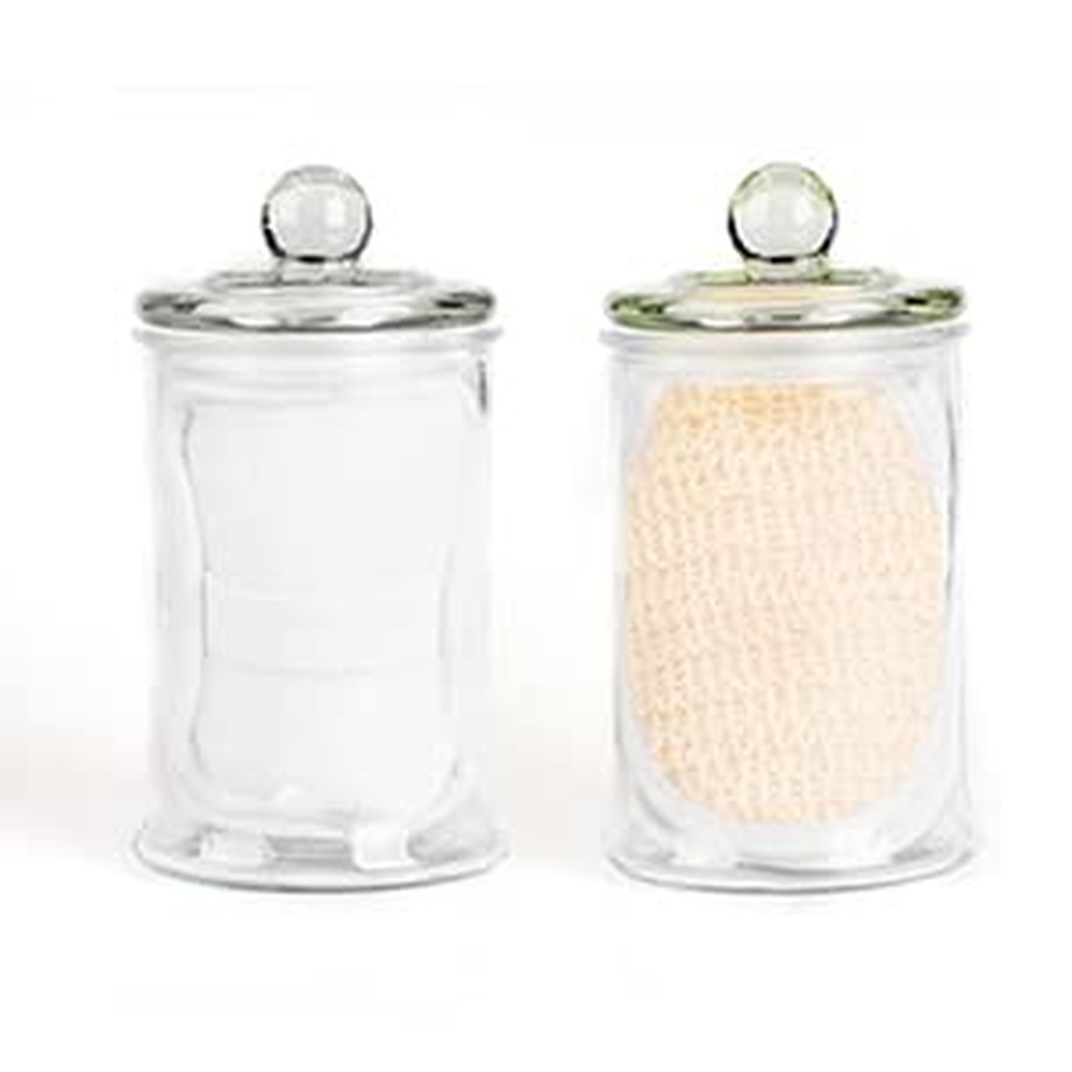 Mini Glass Apothecary Jars, Bathroom Storage Organizer Canisters for Cotton S…