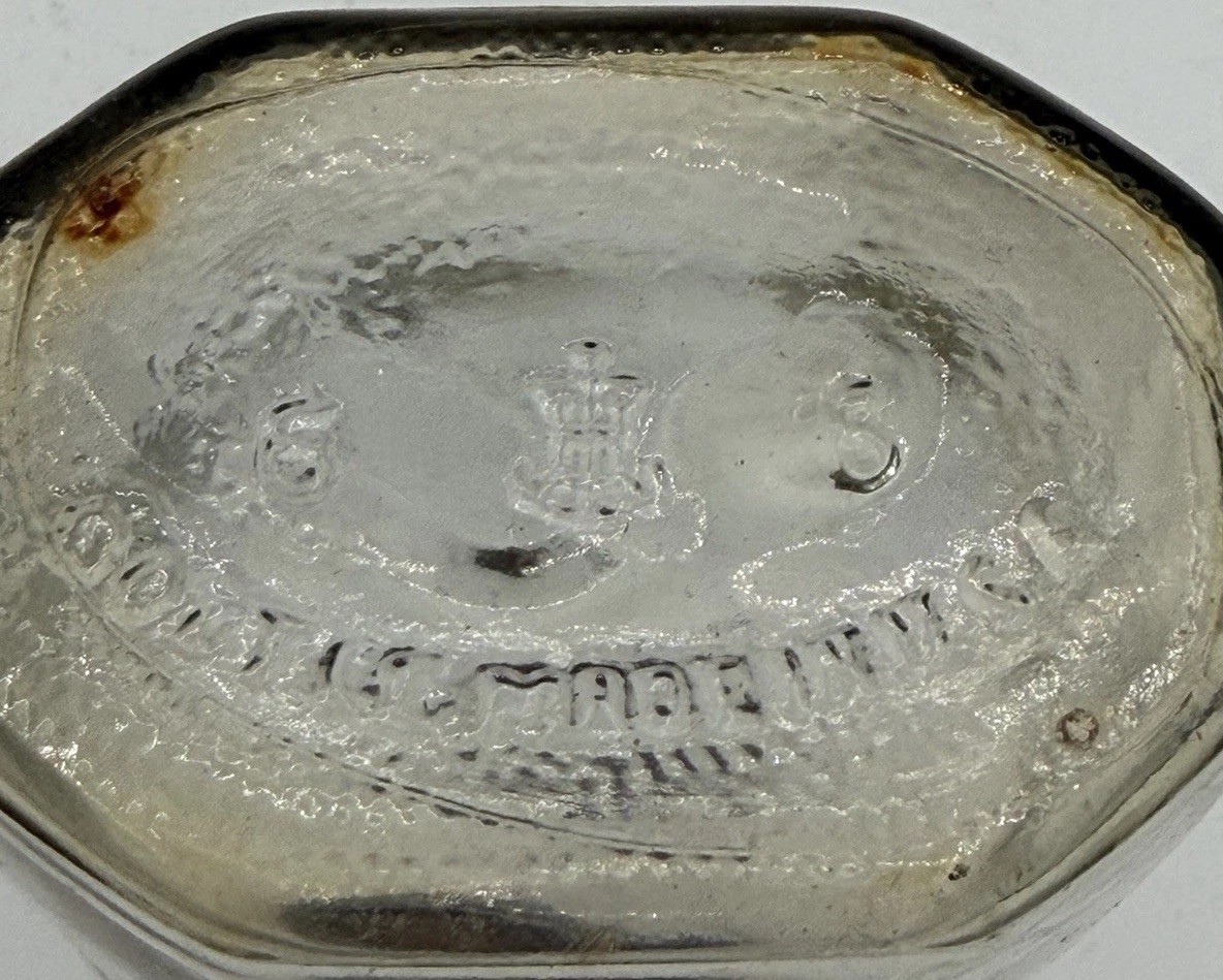 Vtg. Clear Glass SQUIBB 8 Side Medicine Pharmacy DESIGN Bottle USA