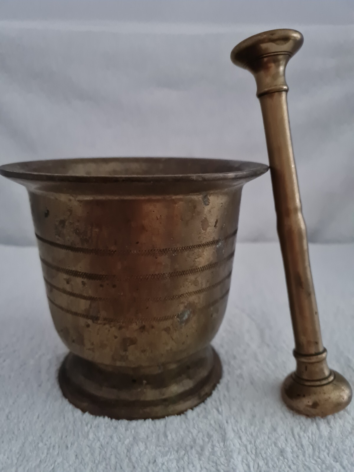 ANTIQUE 19TH CENTURY HEAVY SOLID BRASS APOTHECARY MORTAR & PESTLE /DRUGGIST TOOL