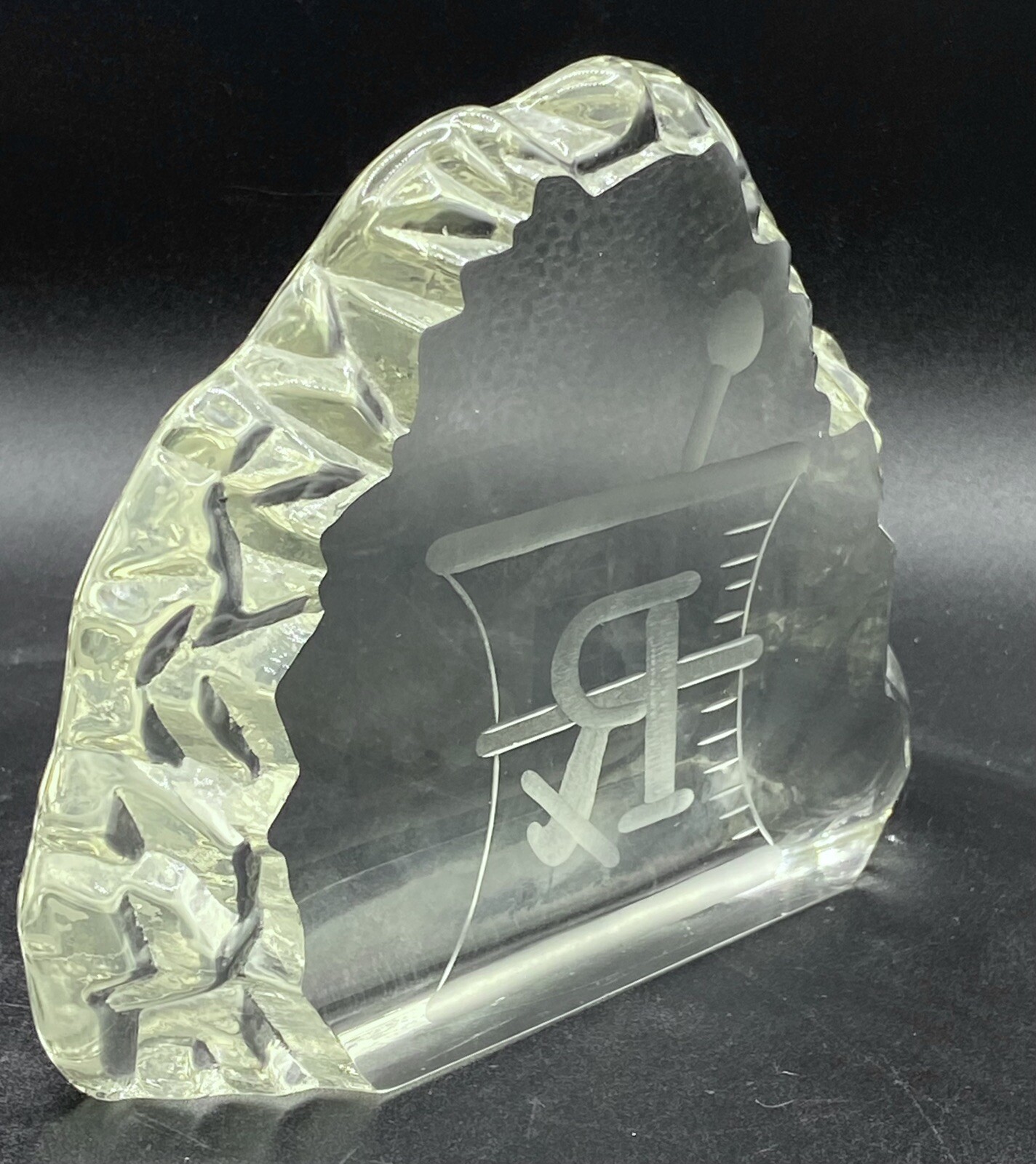 Pharmacist Rx Art Glass Iceberg Display Award Wendell August Forge