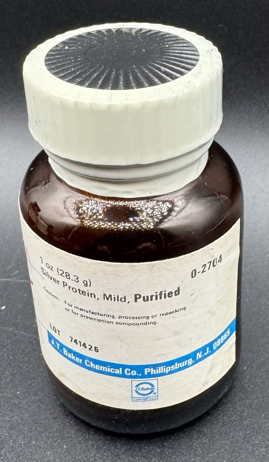 RARE FACTORY SEALED 1oz J.T. Baker Chemical Co. Silver Protein, Mild, Purified
