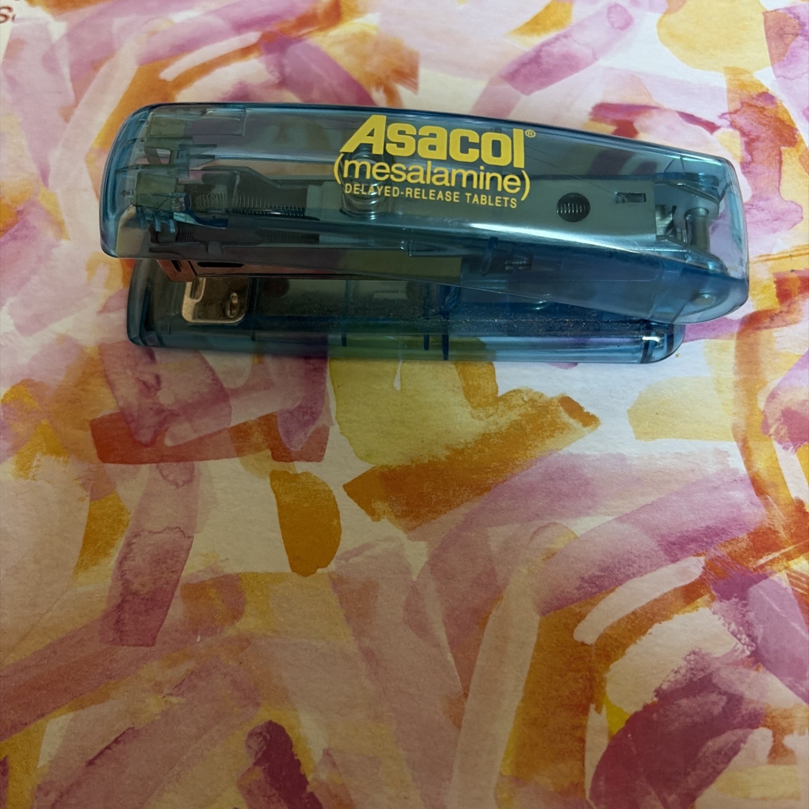 Vintage Asacol Pharma Drug Rep Advertising Pharmacy Stapler Clear Blue