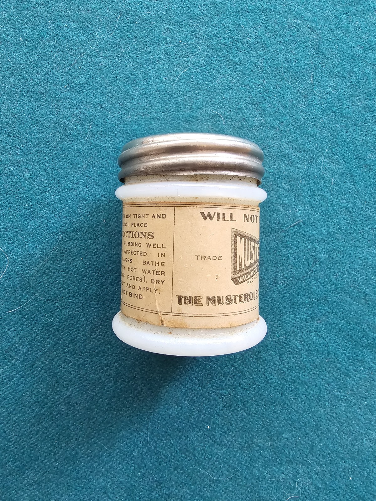 1900s Musterole Ointment, Milk Glass Medicine Jar
