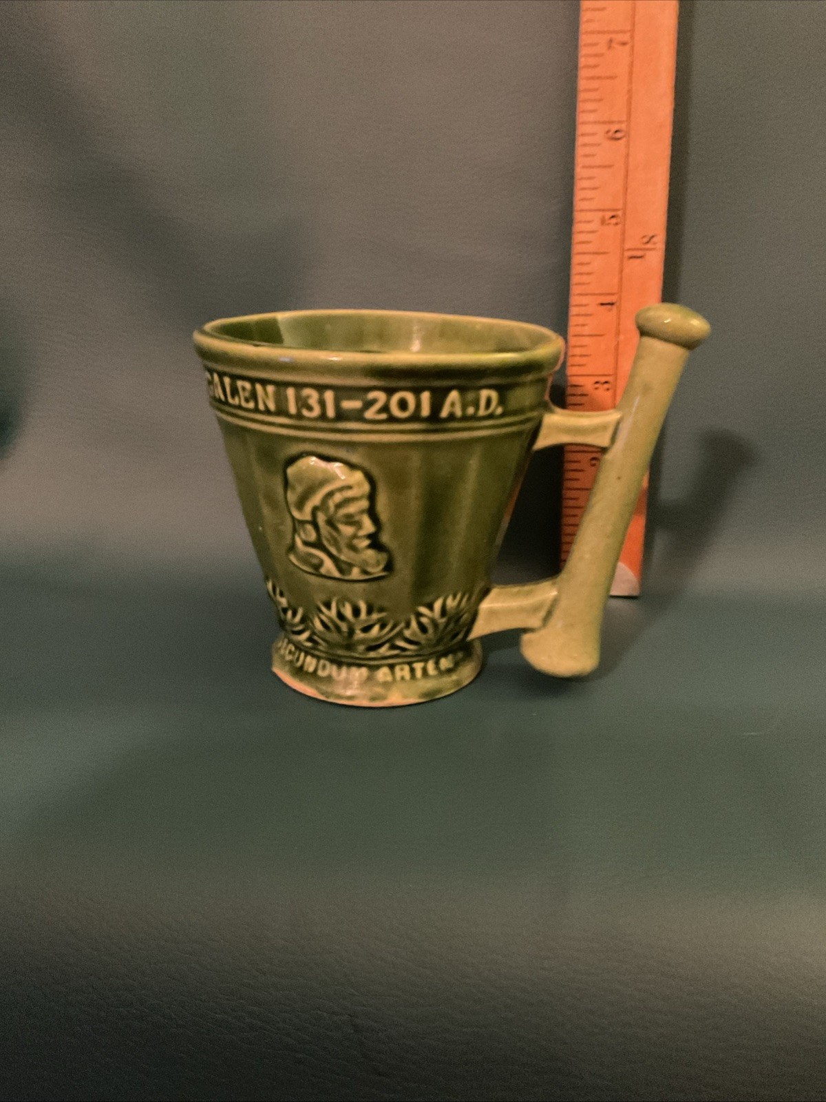 Vtg Coricidin RX Pharmacy Adv Mortar & Pestle Mug Schering McCoy Pottery