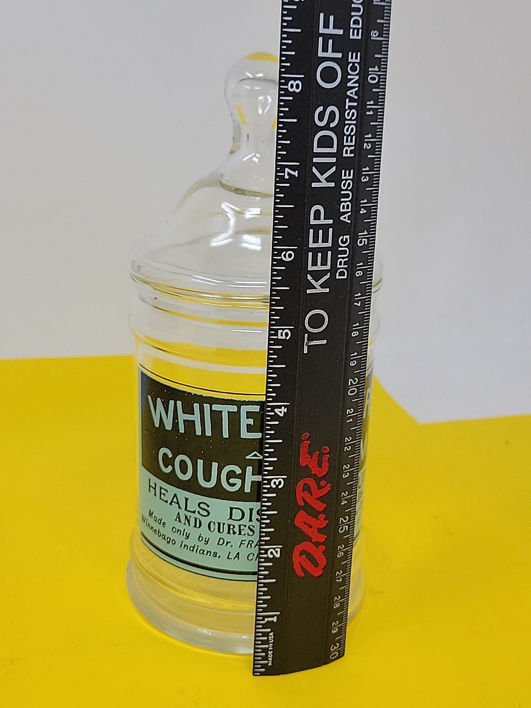 Vintage Glass Jar White Beaver’s Cough Cream Medicine Lacrosse WI Indians RARE