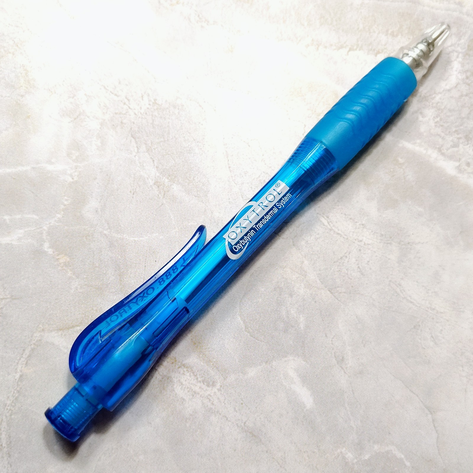 HTF Oxytrol Transdermal Pharmaceutical Drug Rep Promo Pen Blue Advertising