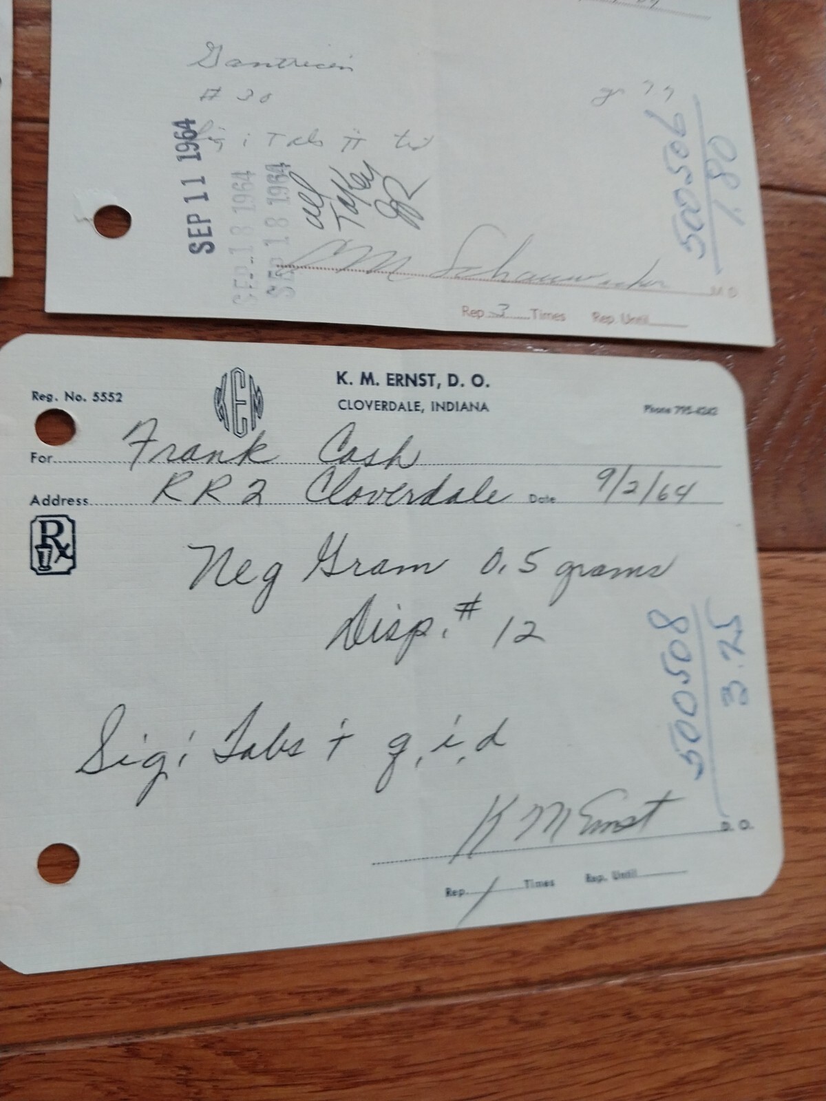Antique Rx Prescription Forms 1964-65 Paper Ephemera Indiana Pharmacy Set Of 12