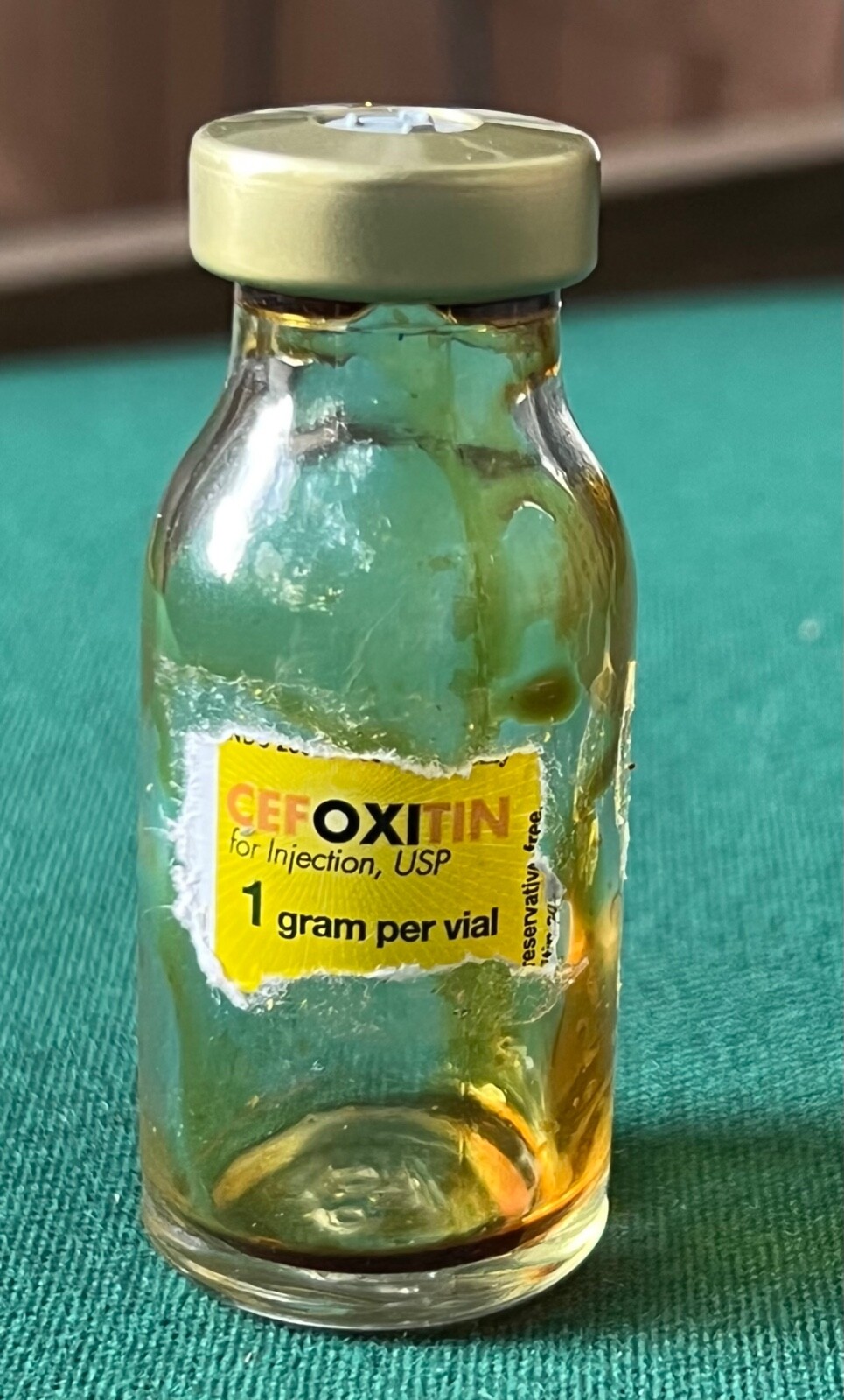 vtg empty clear brown amber vial CEFOXITIN antibiotic for display