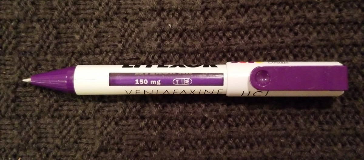 3 Vintge Pharmaceutical Drug Rep Promo Purple Pens (One is Unique)
