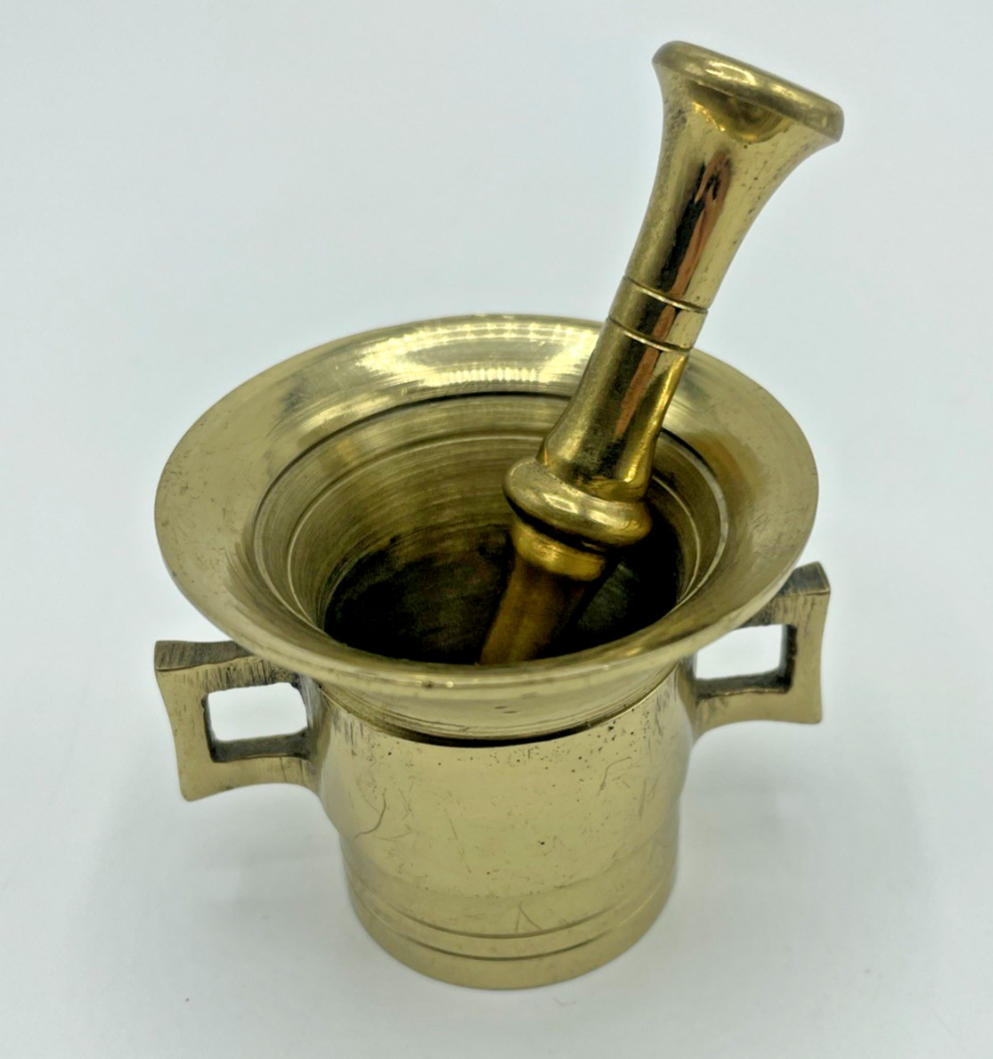 Brass Mortar And Pestle Small 1.75” H Pestle 3” Vintage Pharmacy Apothecary