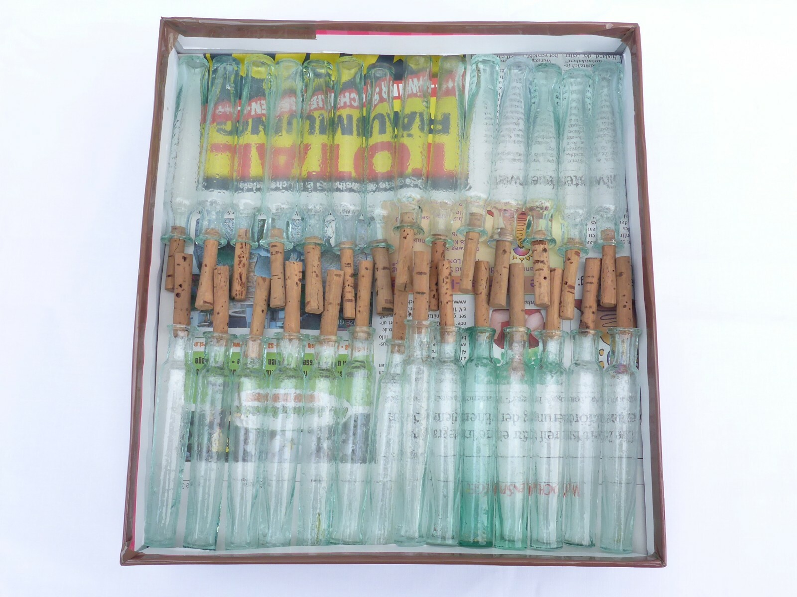 2 X Old Small Medicine Glass Pharmacy Bottle Green Long Approx. 10.0 Cm