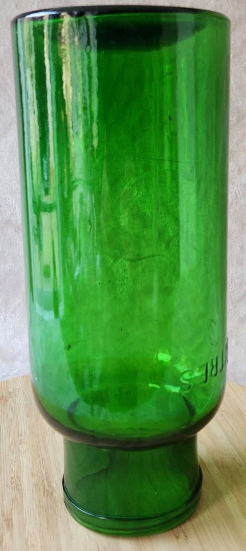 Vintage Large Glass Pharmacy Jar Or Pot Bullet 2 L Green Color
