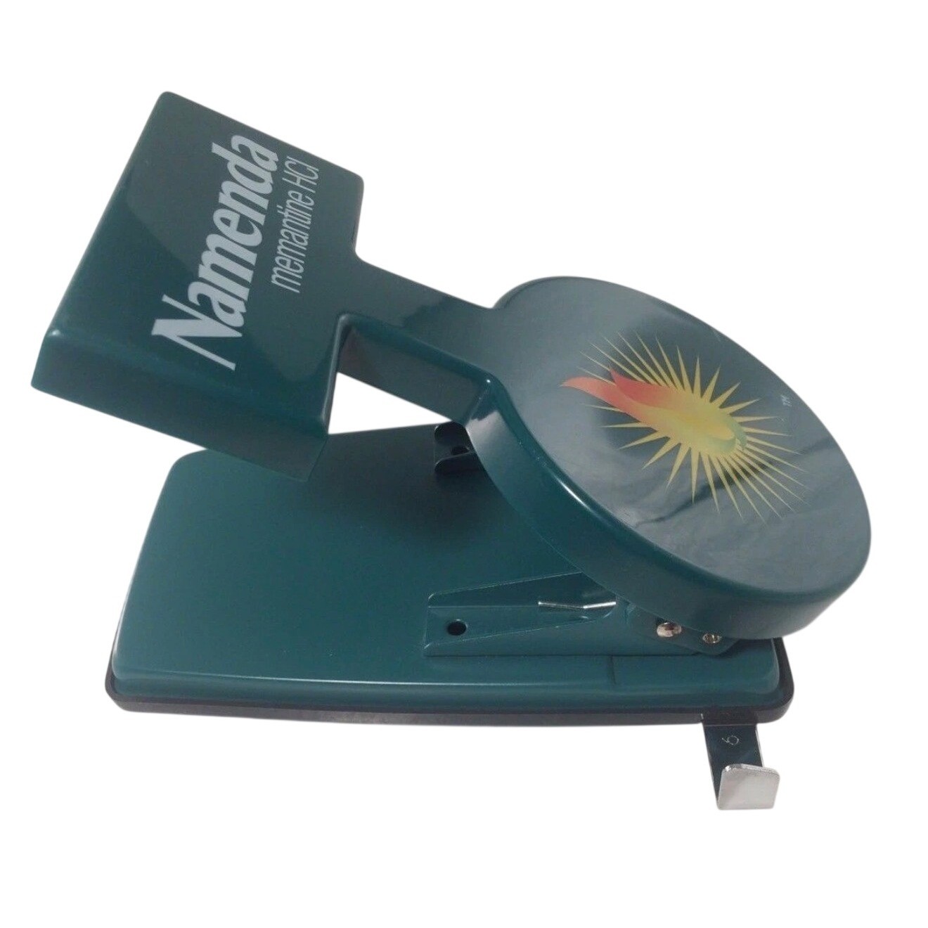 Namenda Memantine HCl Pharma Promo 2-Hole Punch Teal Green Sunburst Logo Vintage