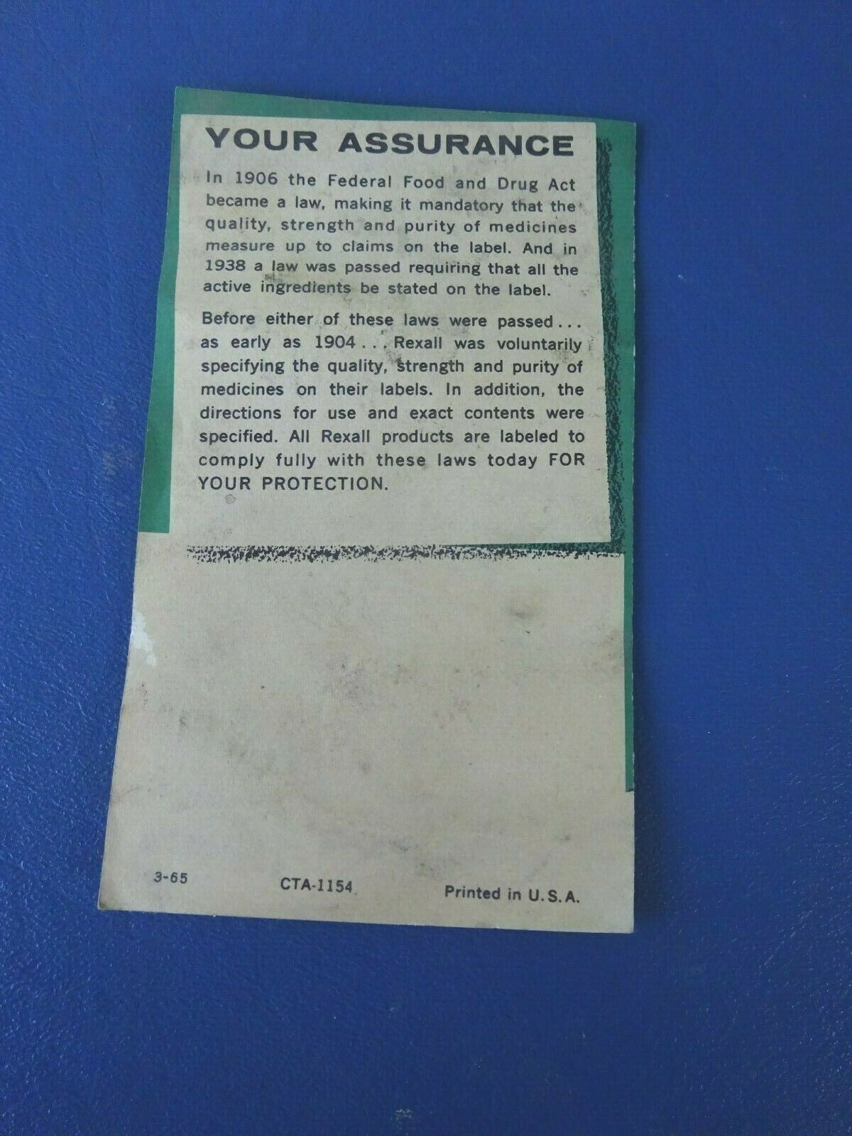 1950’s Rexall rug Brochure and Measuring spoons