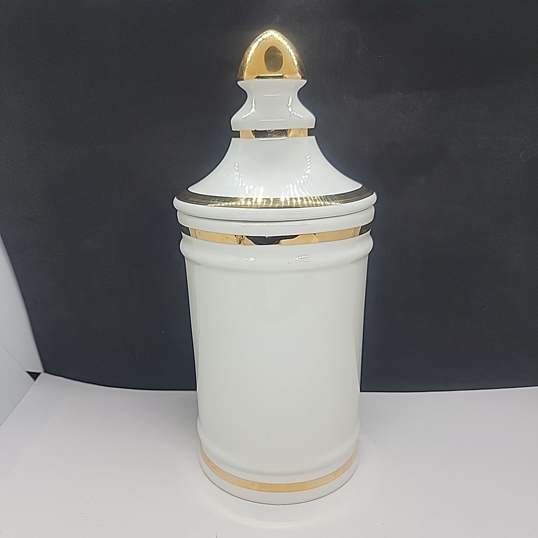 VINTAGE PHARMACY HIERA PICRA APOTHECARY CANISTER JAR WITH LID OWENS ILLINOIS