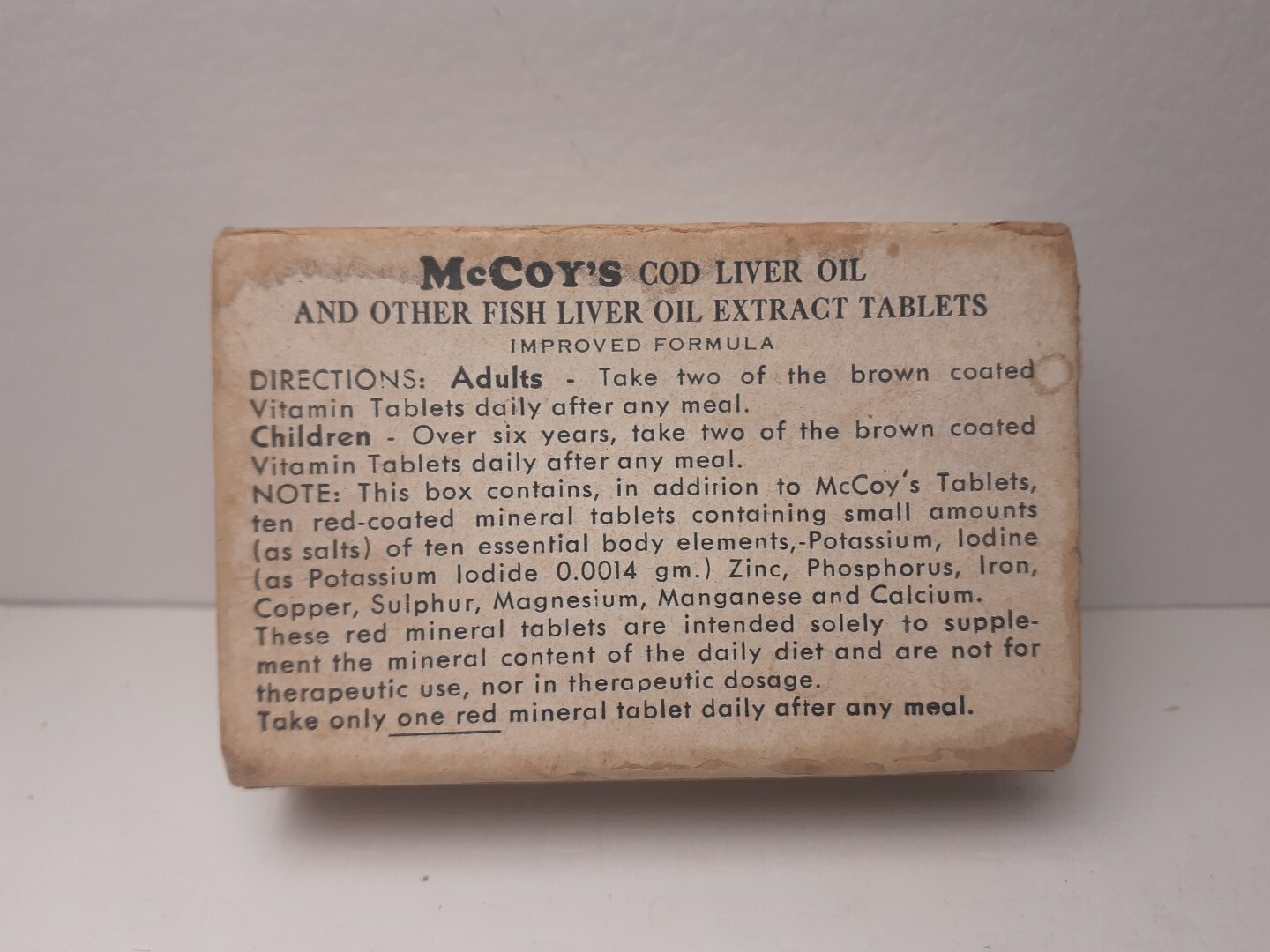 1940-50s Vintage McCoy’s Cod Liver Pills Cardboard Box