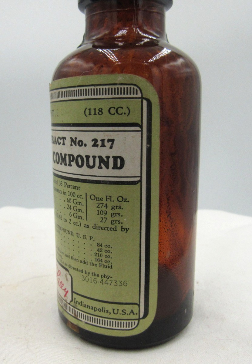 BW – 1950’s Eli Lilly Gentian Compound Indianapolis 5 1/4 Amber Medicine bottle