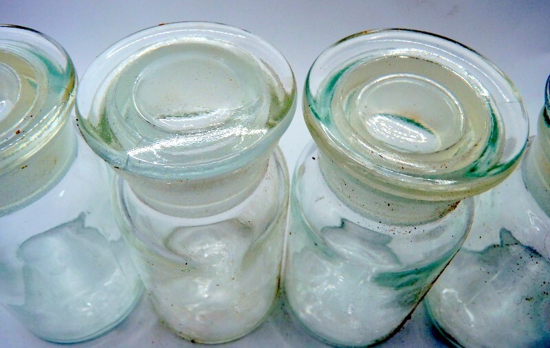 Vintage 4 Apothecary USA TCW Lab Medicine Bottles Jars GROUND GLASS STOPPERS