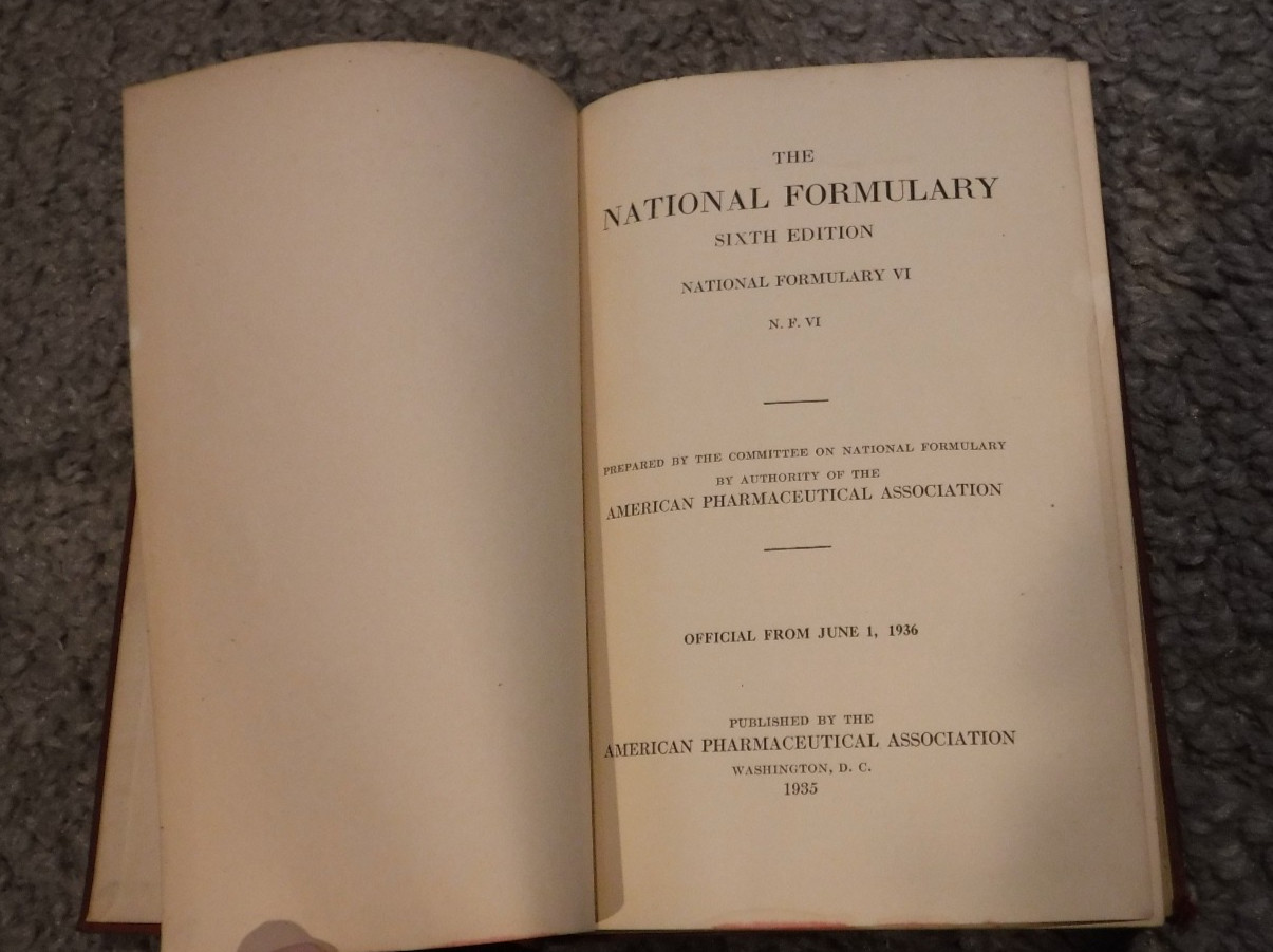 1936 THE NATIONAL FORMULARY 6th EDITION AMERICAN PHARMACY MEDICINE