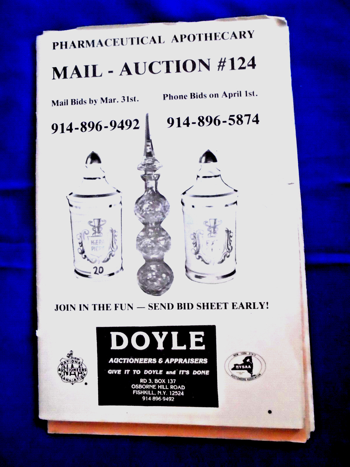 Vintage 1987 Doyle Pharmaceutical & Apothecary Collectibles Mail Auction Catalog