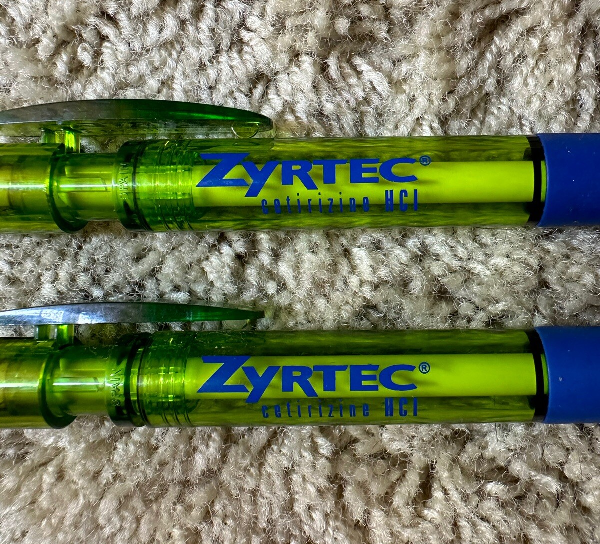 Drug Rep ZYRTEC Collectible Plastic Pens – Blue And Lime Green