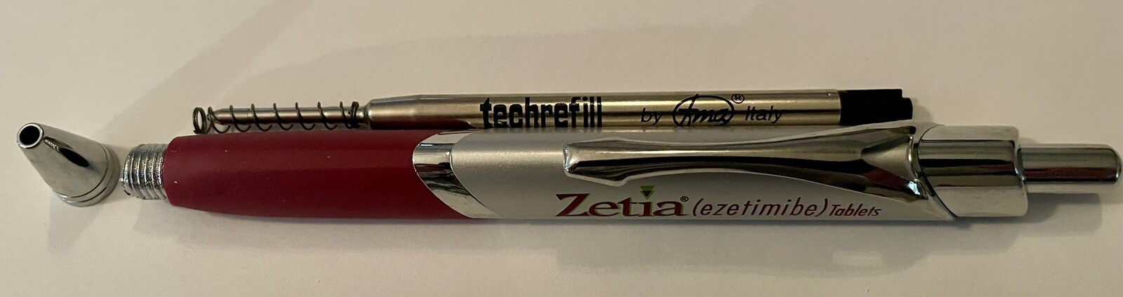 New Zetia Lot of 5 Metal and Plastic Refillable Pens Pharmaceutical Drug Rep