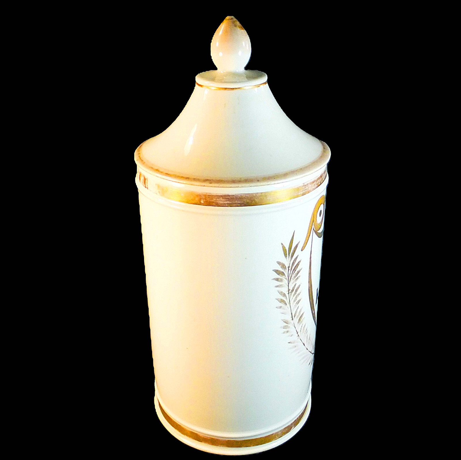 SUPERB, 18th. to EARLY 19th. CENTURY HAND PAINTED PORCELAIN APOTHECARY JAR