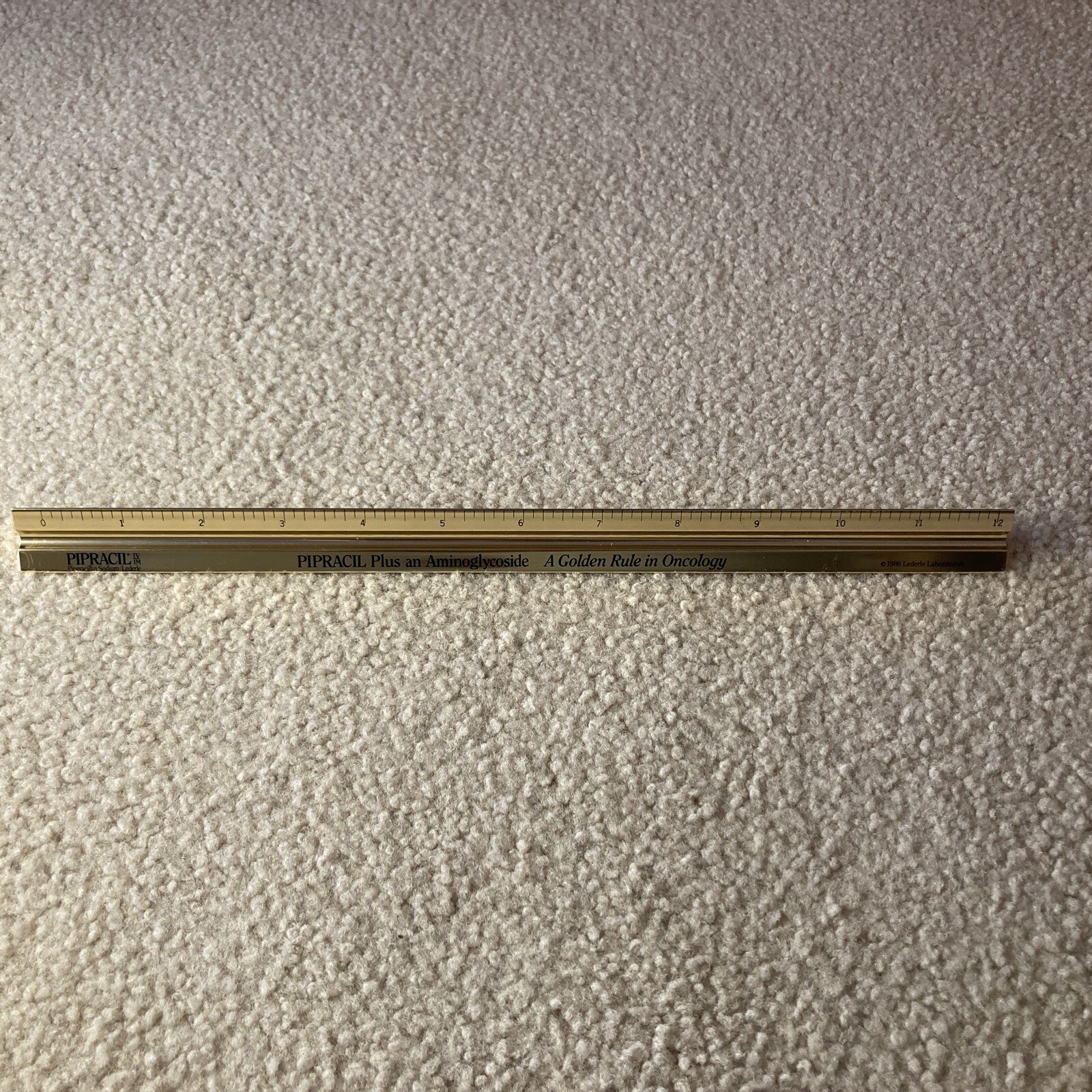 Vintage 1986 Pipracil 12” Metal 3 Sided Ruler Drug Rep. Advertising Medical