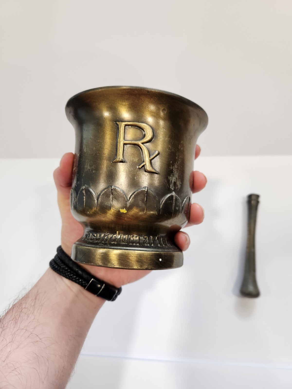Large Vintage Brass Apothecary Mortar 150th Anniversary USP Pharmacist 1970