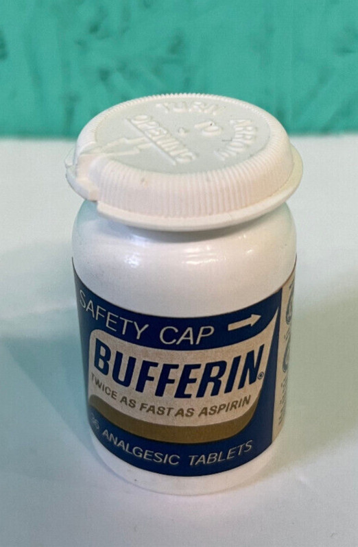 Bufferin Tablets Vintage Medicine Plastic Bottle-A4