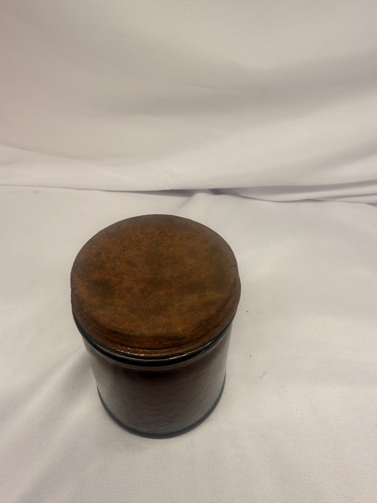 Vintage Brockway Amber Glass Apothecary Pharmacy Jar w/ Original Metal Lid