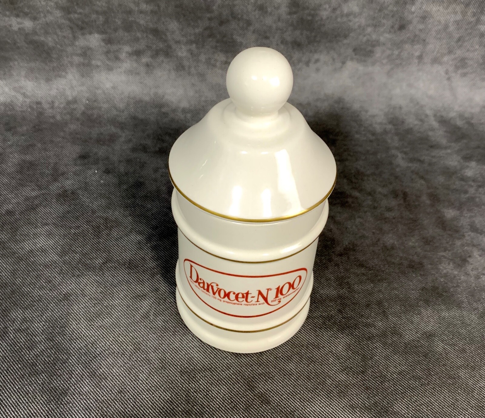 Darvocet N 100 Porcelain 7” Apothecary Jar Lofisa Lilly Pharmaceutical Darvon 65