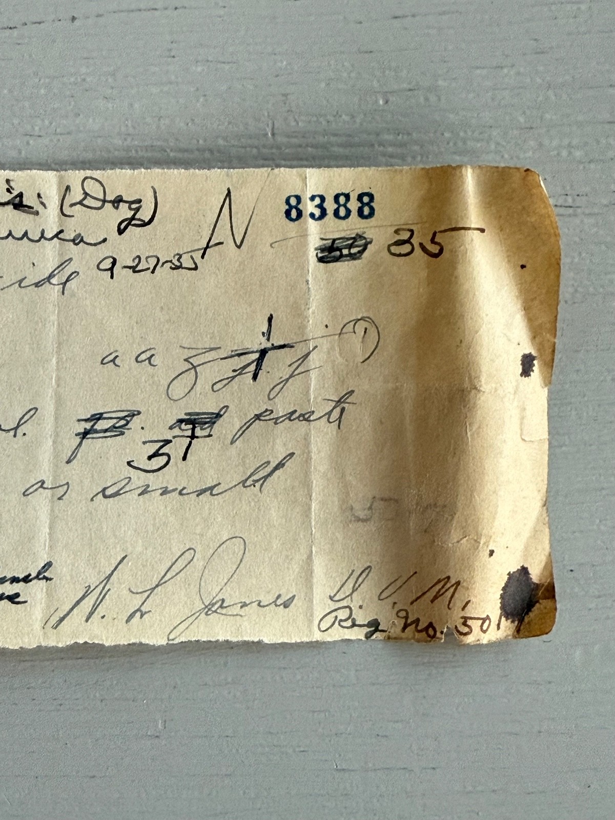 Antique Cocaine Prescription RX for DOG Tumor 1935 Doctor Veterinarian Vintage