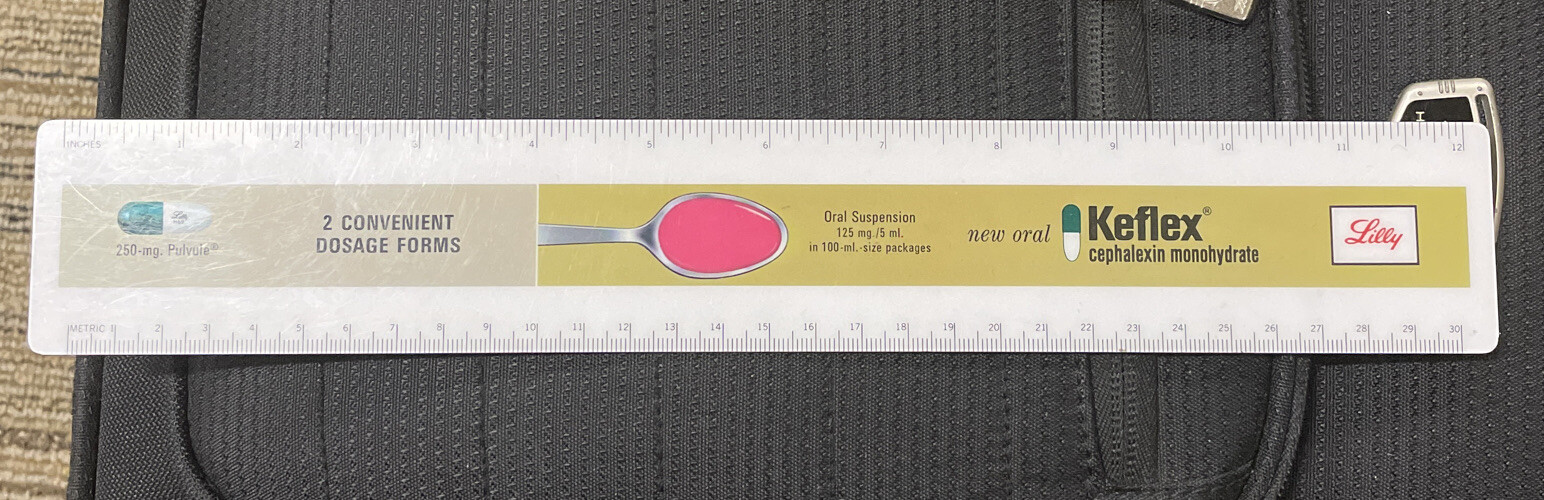 1971 Drug Rep KEFLEX RULER Lilly Cephalexin Monohydrate 12″ /30cm – Vintage Item