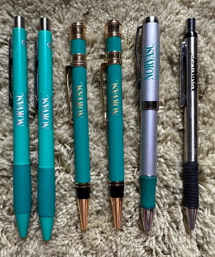 Pfizer Norvasc Drug Rep Pharmaceutical Promo Advertising Pens – Metal & Plastic